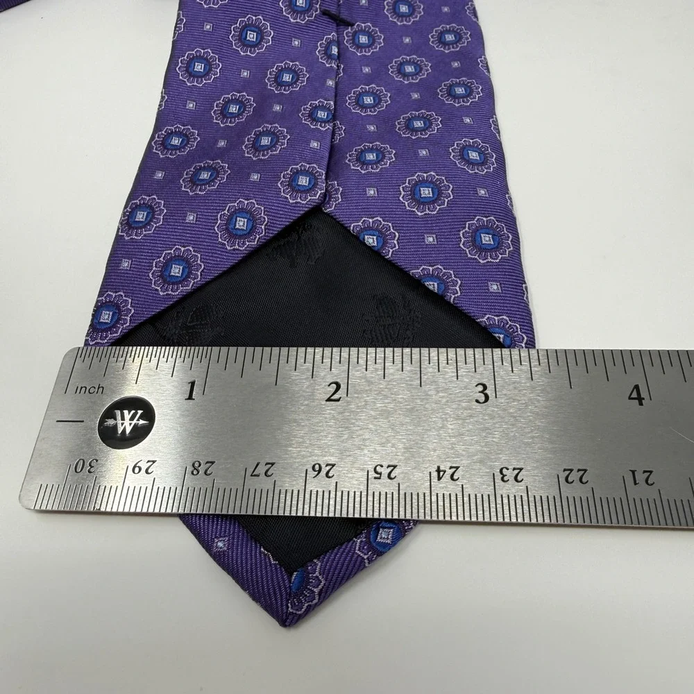 Brooks‎ Brothers Necktie Men Purple Blue Medallion Silk Classic Formal 3.25 Inch